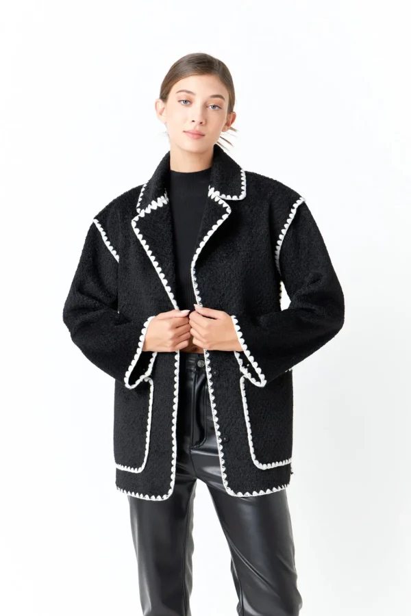 ENDLESS ROSE Jackets & Coats*- Stitched Throw Cardigan BLACK