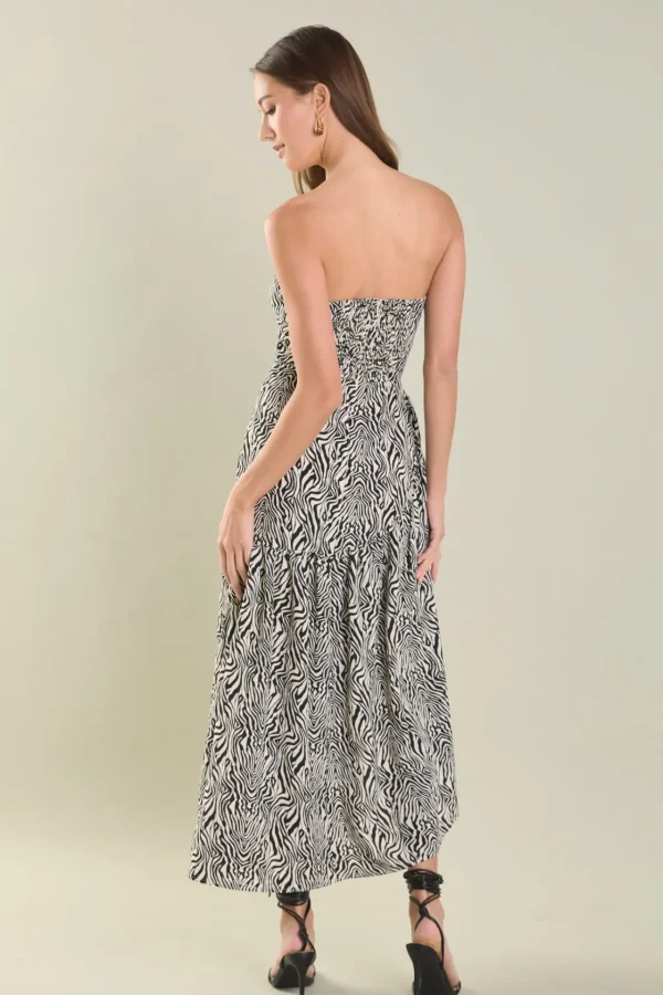 ENDLESS ROSE Strapless | Tops*- Strapless Asymmetrical Maxi Dress IVORY/BLACK