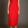 ENDLESS ROSE Strapless | Tops*- Strapless Bow Midi Dress RED