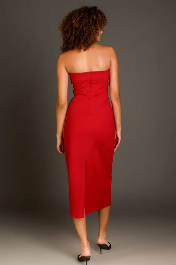 ENDLESS ROSE Strapless | Tops*- Strapless Bow Midi Dress RED