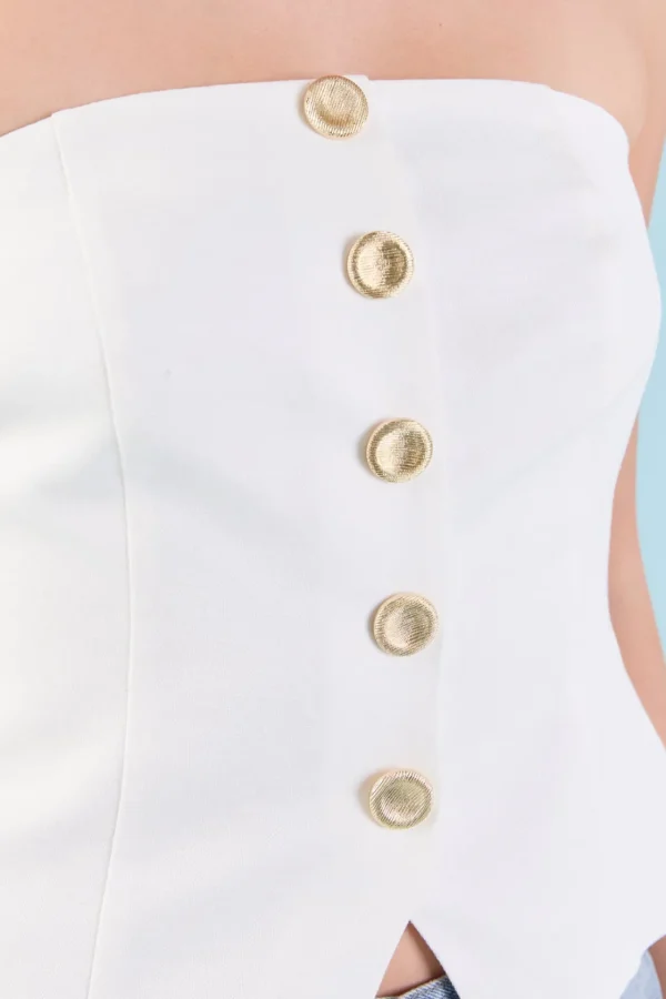ENDLESS ROSE Tops*- Strapless Linen Top IVORY