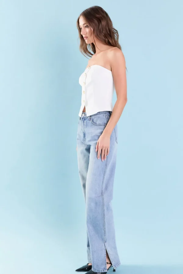 ENDLESS ROSE Tops*- Strapless Linen Top IVORY