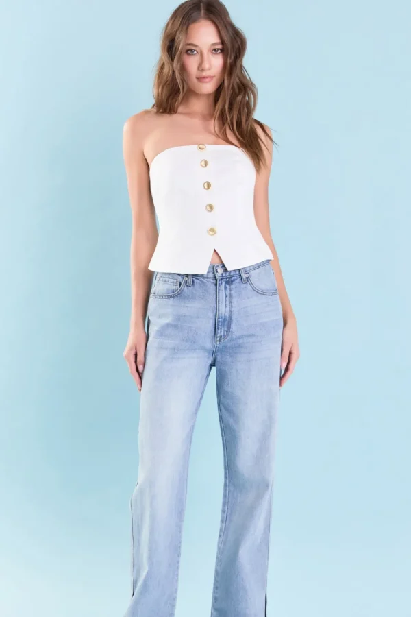 ENDLESS ROSE Tops*- Strapless Linen Top IVORY