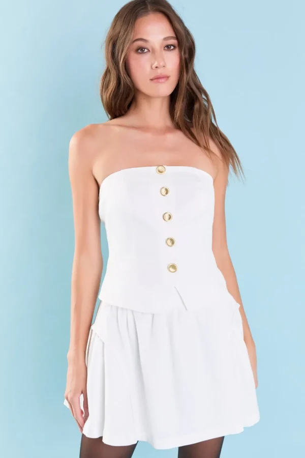 ENDLESS ROSE Tops*- Strapless Linen Top IVORY