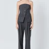 ENDLESS ROSE Matching Sets | Tops*- Strapless Pinstriped Vest CHARCOAL