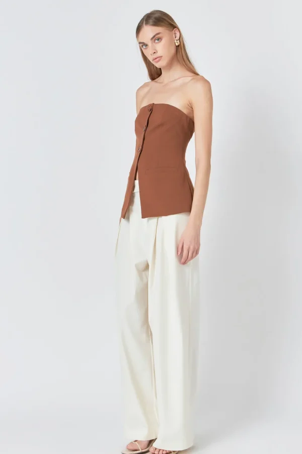 ENDLESS ROSE Tops*- Strapless 3-pc button Long Top