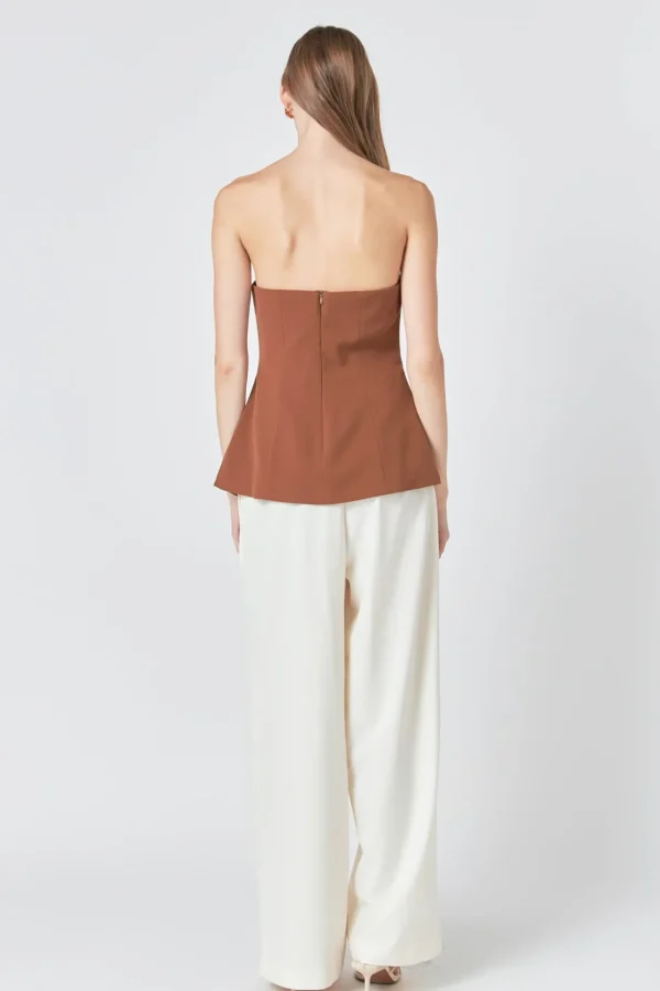 ENDLESS ROSE Tops*- Strapless 3-pc button Long Top