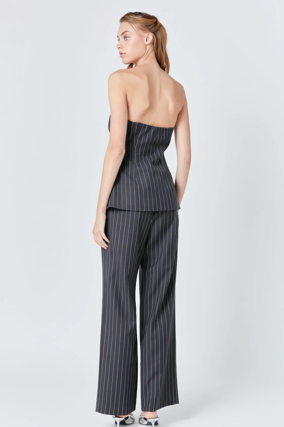 endless_rose__strapless_p_4-1.webp ENDLESS ROSE Matching Sets | Tops*- Strapless Pinstriped Vest CHARCOAL
