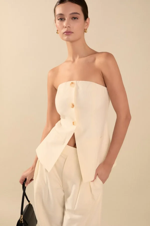 ENDLESS ROSE Tops*- Strapless 3-pc button Long Top