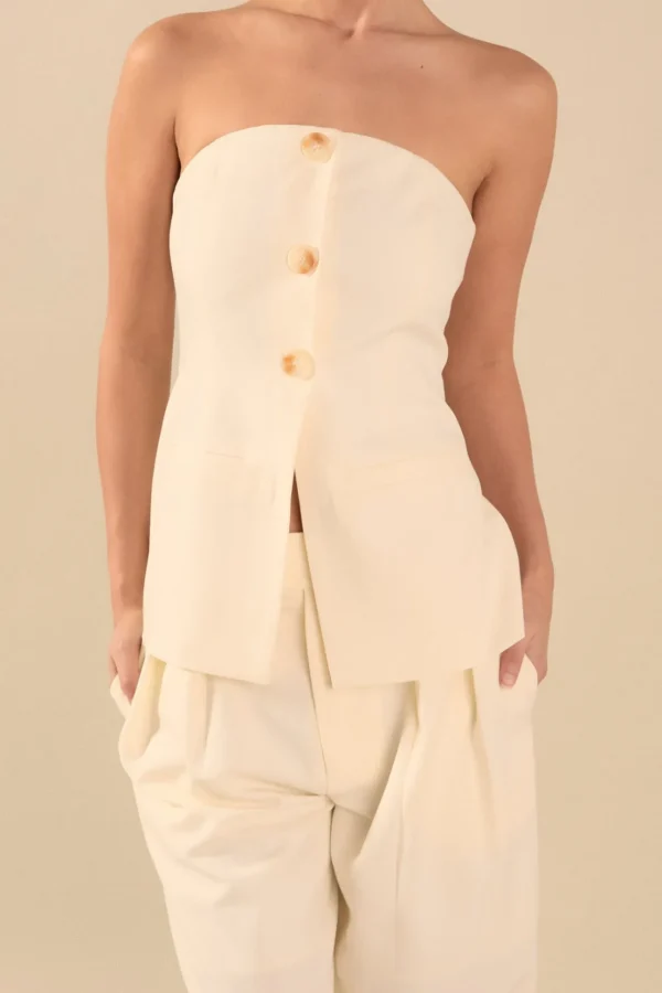 ENDLESS ROSE Tops*- Strapless 3-pc button Long Top
