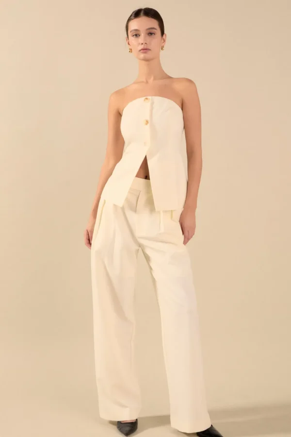 ENDLESS ROSE Tops*- Strapless 3-pc button Long Top