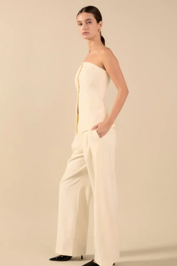 ENDLESS ROSE Tops*- Strapless 3-pc button Long Top