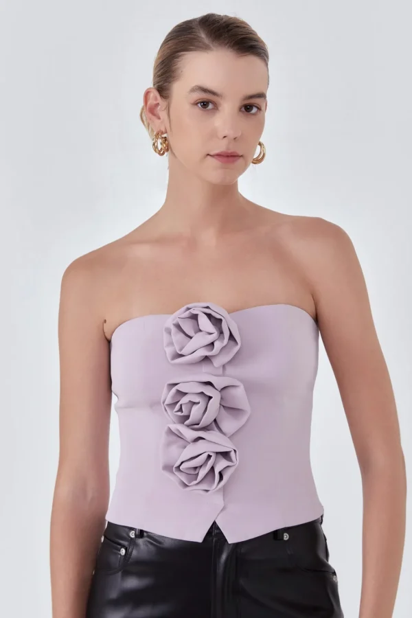 ENDLESS ROSE Tops*- Strapless Rose Top LAVENDER