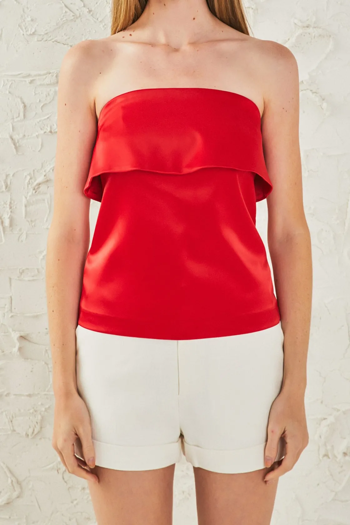 endless_rose__strapless_s_0.webp ENDLESS ROSE Tops*- Strapless Satin Top RED