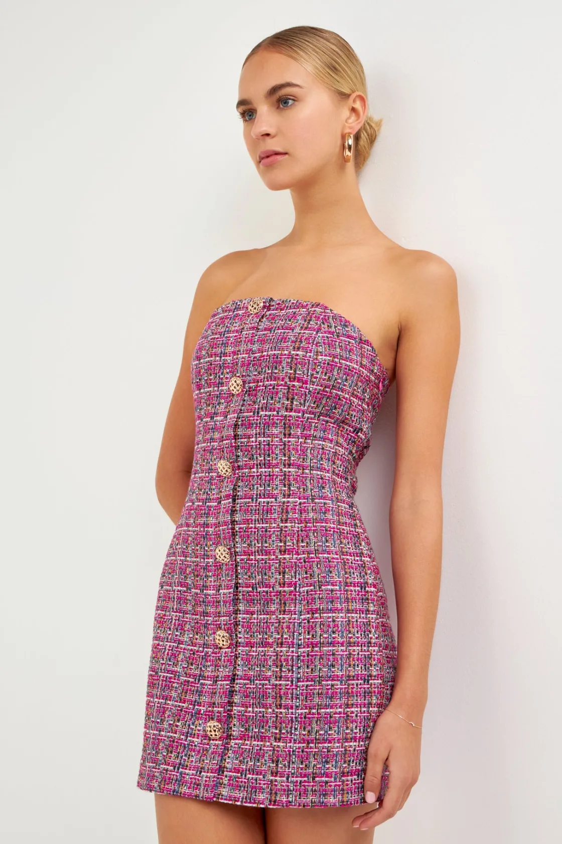 endless_rose__strapless_t_0-1.webp ENDLESS ROSE Strapless | Tweed Dresses*- Strapless Tweed Mini Dress GRAPE