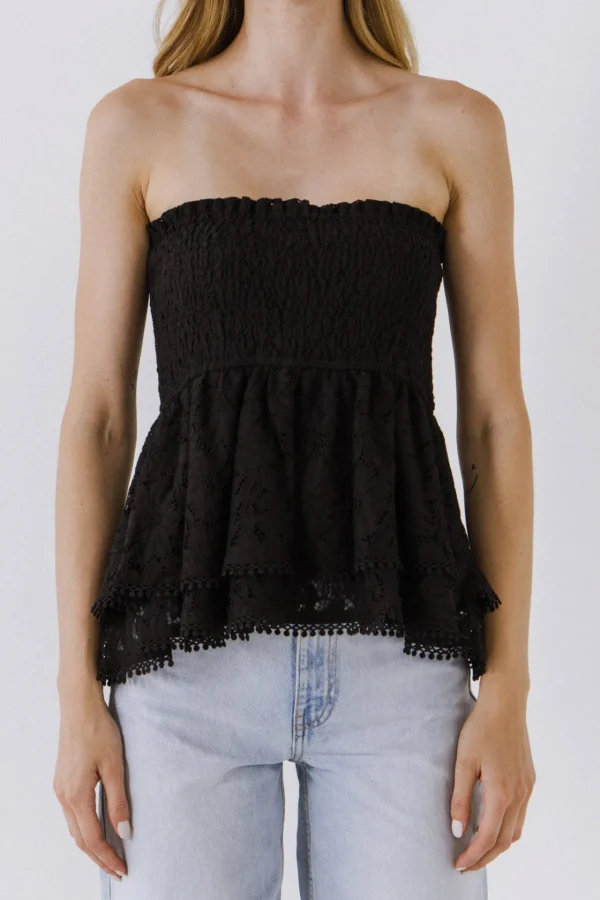 ENDLESS ROSE Tops*- Strapless Tube Lace top