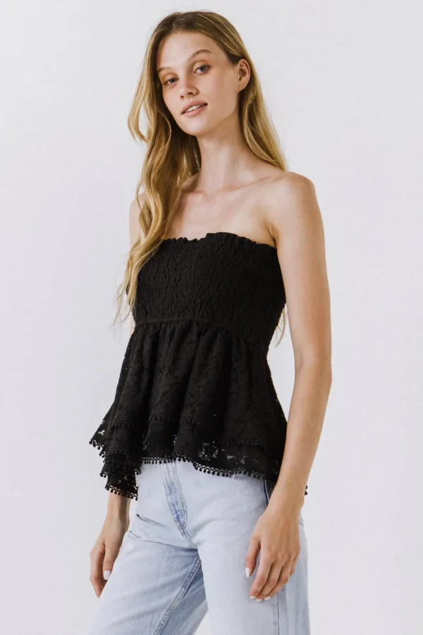 ENDLESS ROSE Tops*- Strapless Tube Lace top