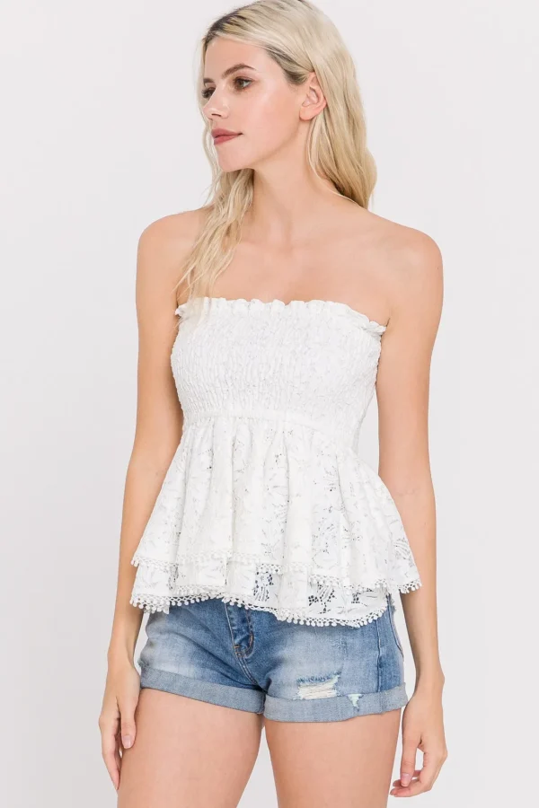 ENDLESS ROSE Tops*- Strapless Tube Lace top