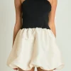 ENDLESS ROSE Strapless | Tops*- Strapless Voluminous Mini Dress BLACK