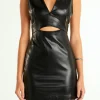 ENDLESS ROSE Little Black Dress | Bodycon Dresses*- Stretch PU Cut-out Mini Dress BLACK