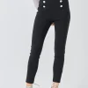 ENDLESS ROSE Pants | Tops*- Stretch Skinny Buttoned Pants BLACK