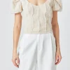 ENDLESS ROSE Tops*- Stretch Texture Top TAUPE