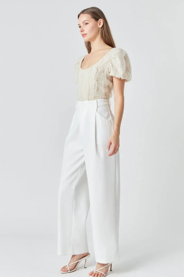 ENDLESS ROSE Tops*- Stretch Texture Top TAUPE