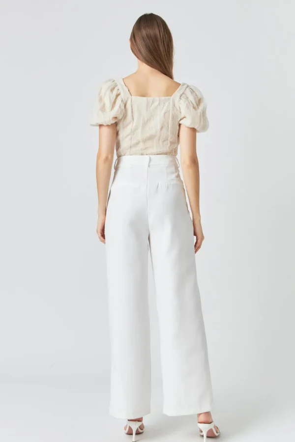 ENDLESS ROSE Tops*- Stretch Texture Top TAUPE