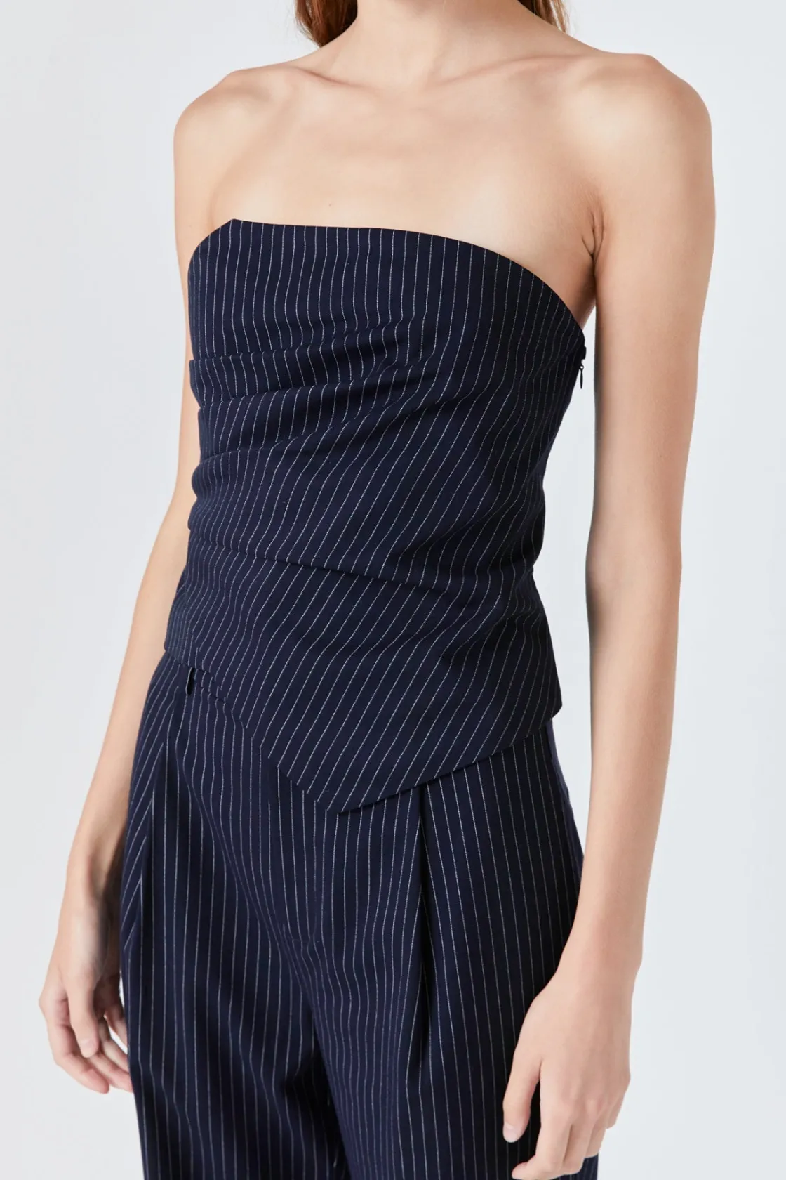 endless_rose__stripe_drap_2.webp ENDLESS ROSE Matching Sets | Tops*- Stripe Draped Corset Top NAVY