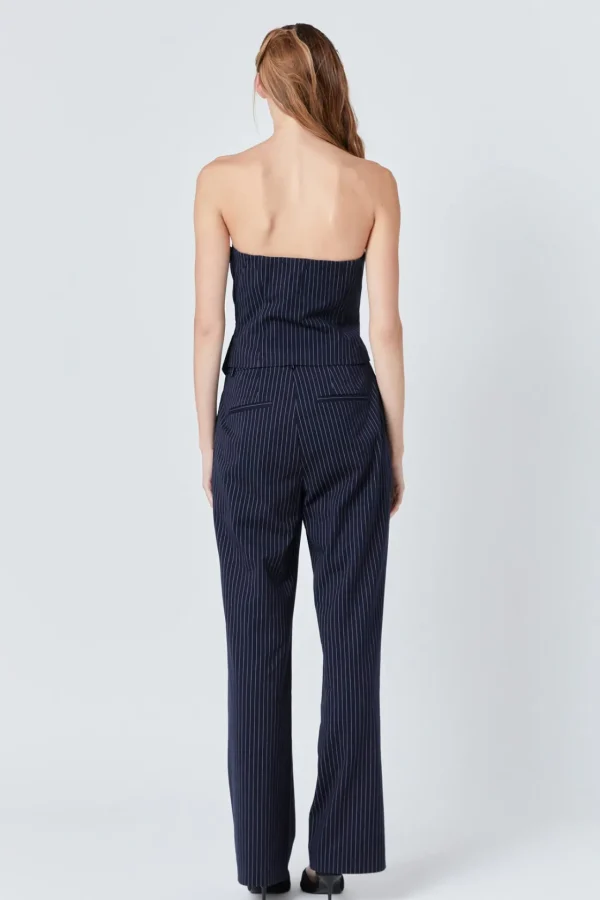 ENDLESS ROSE Matching Sets | Tops*- Stripe Draped Corset Top NAVY