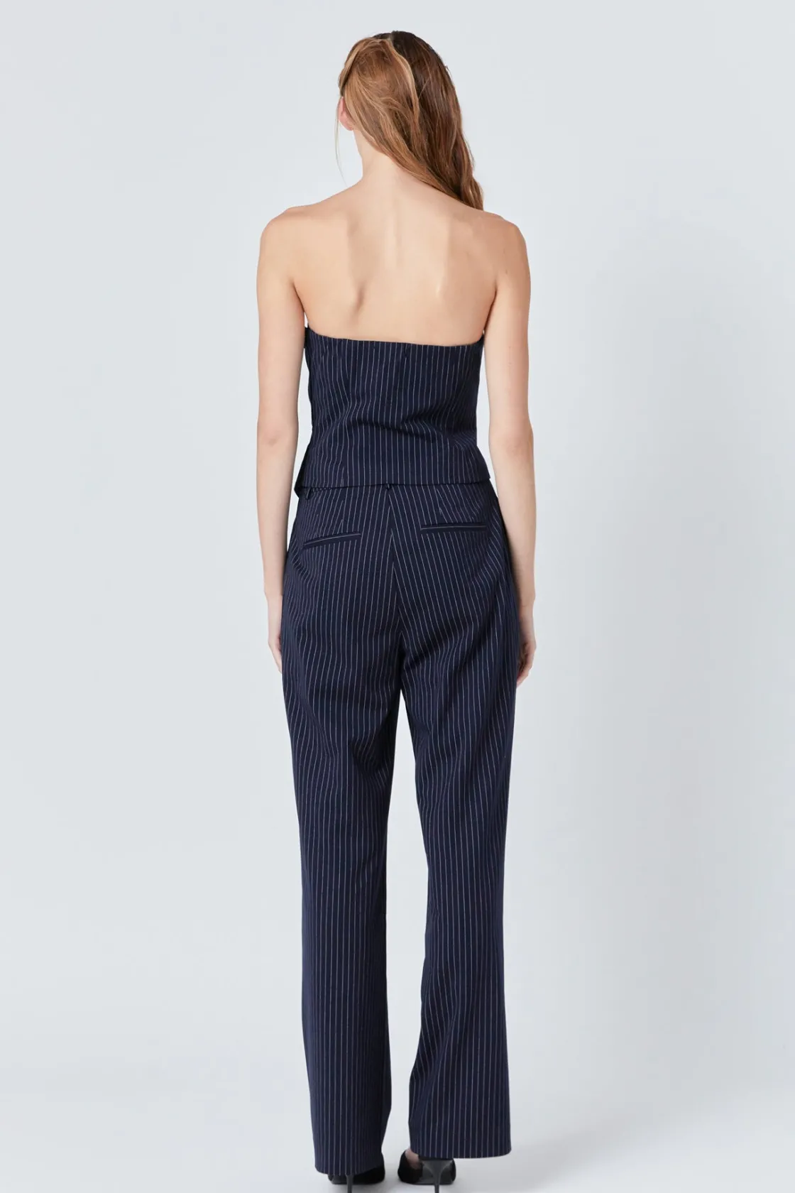 endless_rose__stripe_drap_4.webp ENDLESS ROSE Matching Sets | Tops*- Stripe Draped Corset Top NAVY