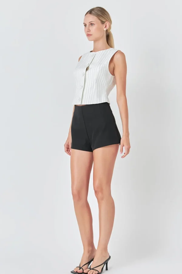 ENDLESS ROSE Matching Sets | Tops*- Stripe Vest WHITE/BLACK