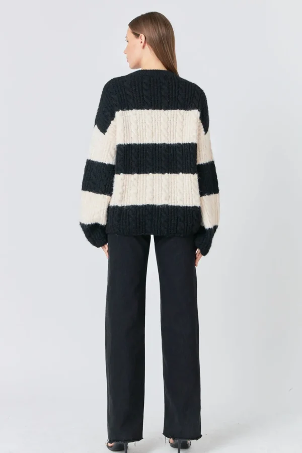 ENDLESS ROSE Sweaters & Knits | Tops*- Striped Chunky Sweater BLACK/CREAM