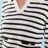 ENDLESS ROSE Sweaters & Knits | Tops*- Striped Knit collared Sweater IVORY/BLACK