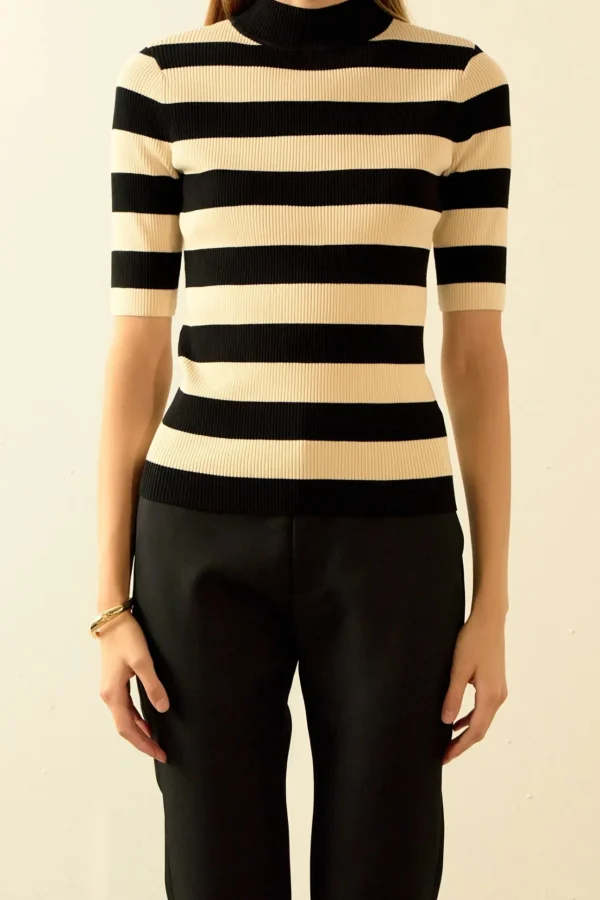 ENDLESS ROSE Sweaters & Knits | Tops*- Striped Knit Top BLACK/NUDE