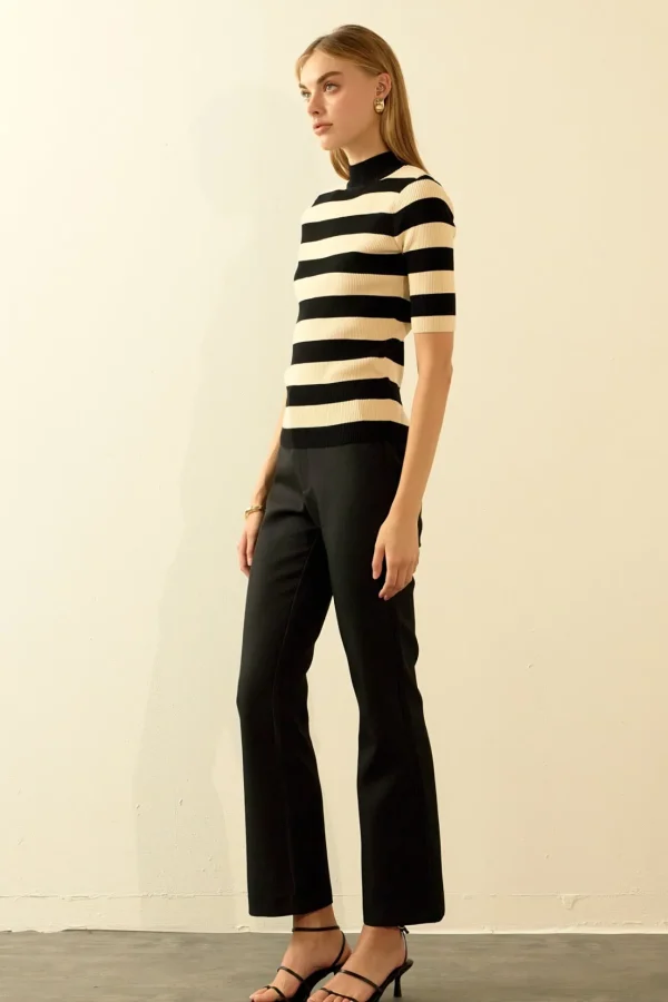 ENDLESS ROSE Sweaters & Knits | Tops*- Striped Knit Top BLACK/NUDE