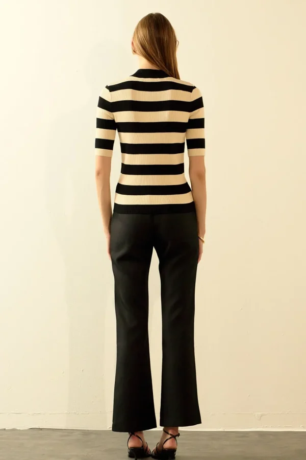 ENDLESS ROSE Sweaters & Knits | Tops*- Striped Knit Top BLACK/NUDE