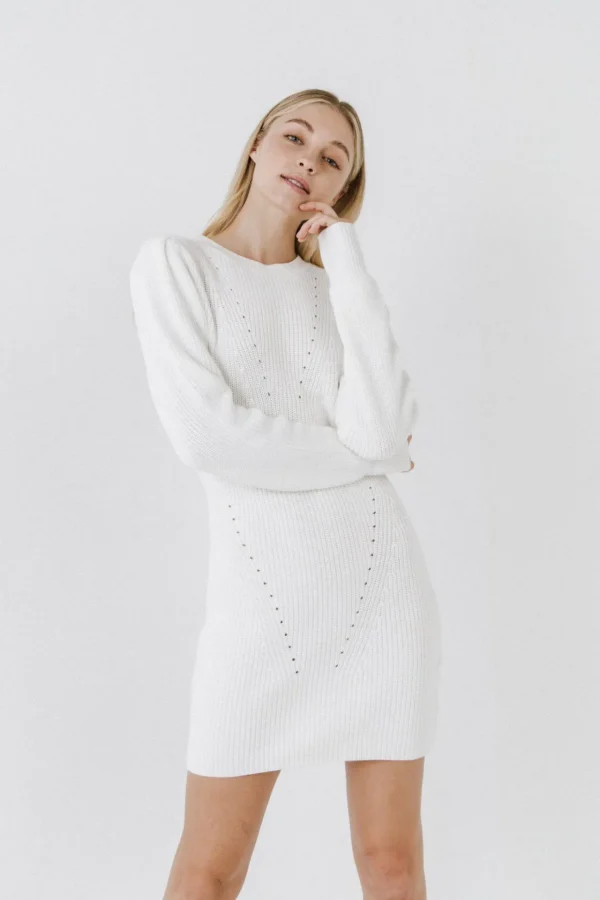 ENDLESS ROSE White Dresses | Tops*- Sweater Mini Dress IVORY