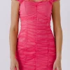 ENDLESS ROSE Tops*- Sweetheart Neckline Ruched Mini Dress PINK
