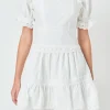 ENDLESS ROSE Lace Dresses | White Dresses*- Sweetheart Lace Combo Puff Mini Dress WHITE