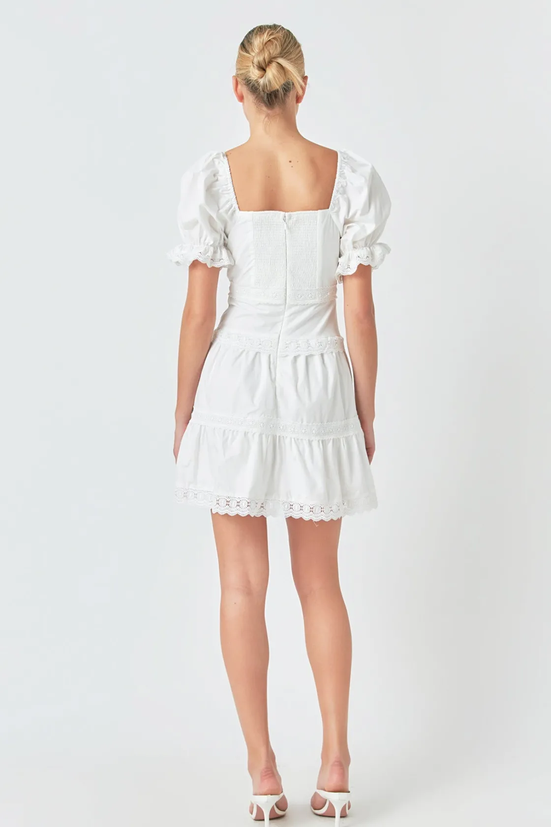 endless_rose__sweetheart__2-4.webp ENDLESS ROSE Lace Dresses | White Dresses*- Sweetheart Lace Combo Puff Mini Dress WHITE