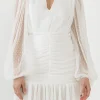 ENDLESS ROSE White Dresses | Tops*- Swiss Dot Ruched Dress WHITE
