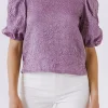 ENDLESS ROSE Tops*- Texture Fabric Puff Sleeve Top PLUM