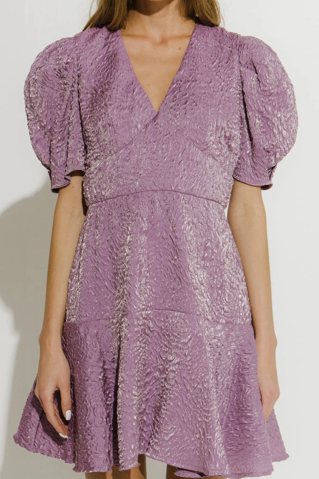 endless_rose__texture_vne_0.webp ENDLESS ROSE Tops*- Texture V-neck Mini Dress
