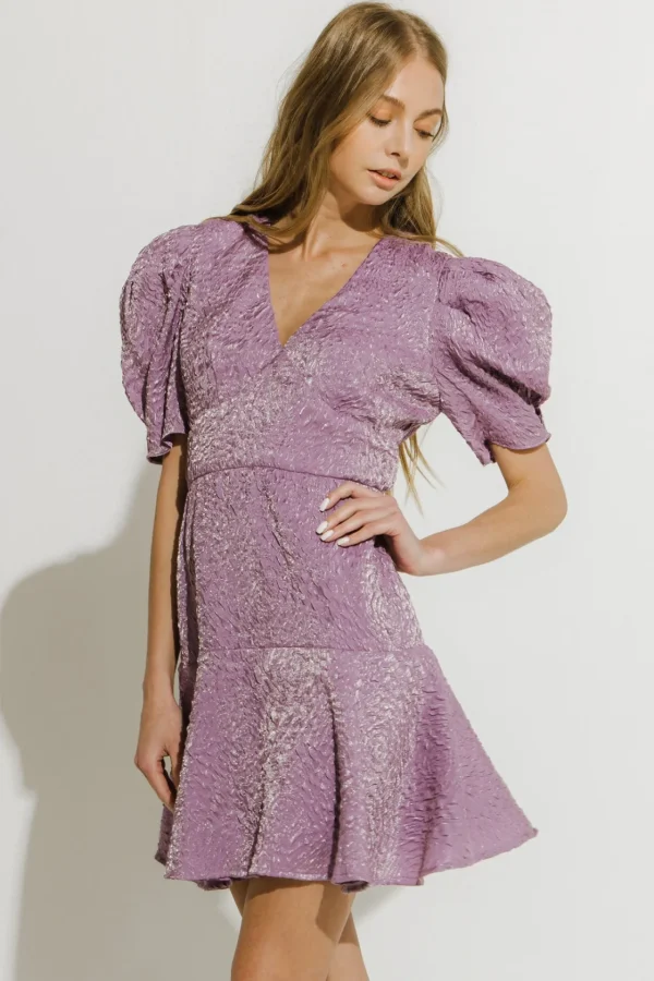 ENDLESS ROSE Tops*- Texture V-neck Mini Dress
