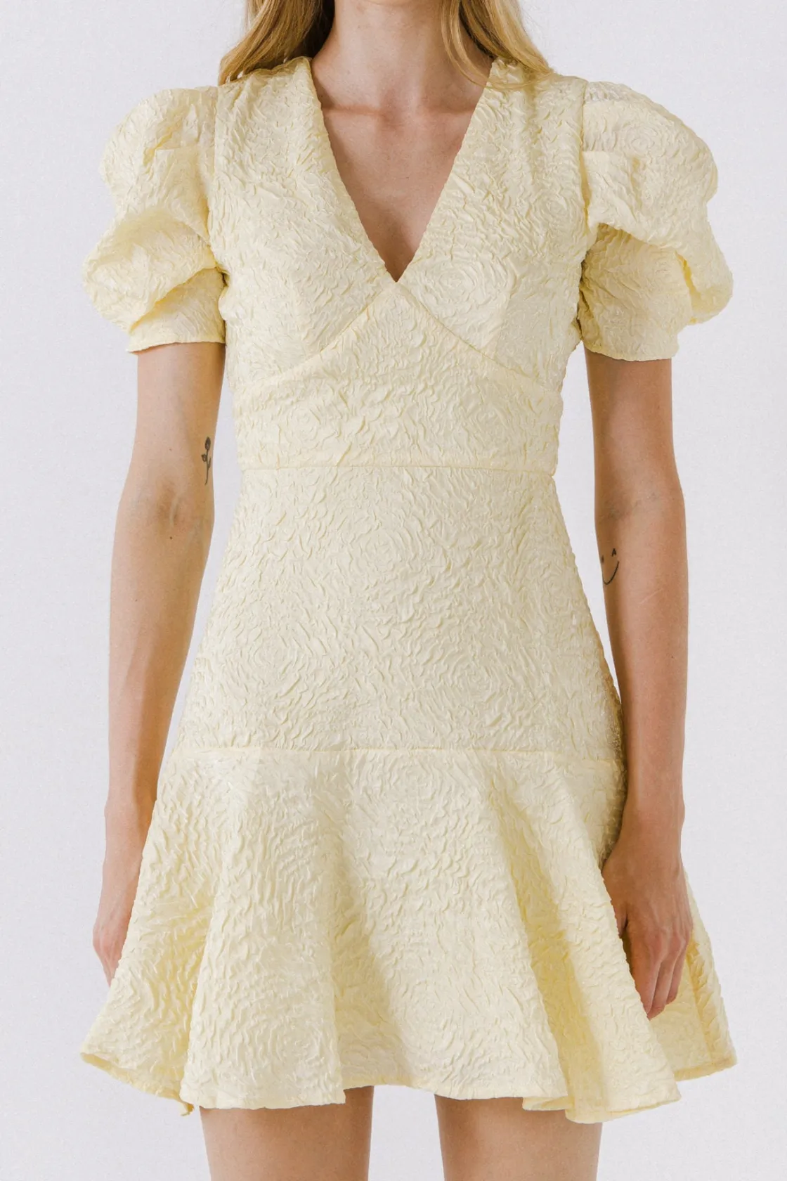 endless_rose__texture_vne_5.webp ENDLESS ROSE Tops*- Texture V-neck Mini Dress