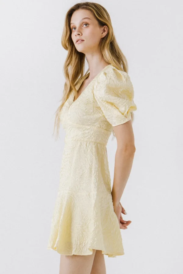 ENDLESS ROSE Tops*- Texture V-neck Mini Dress
