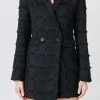 ENDLESS ROSE Blazers | Tops*- Textured Blazer Romper BLACK
