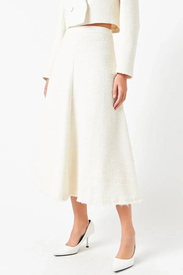 ENDLESS ROSE Skirts*- Textured Circle Maxi Skirt CREAM