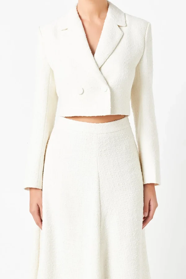 ENDLESS ROSE Blazers*- Textured Cropped Jacket CREAM